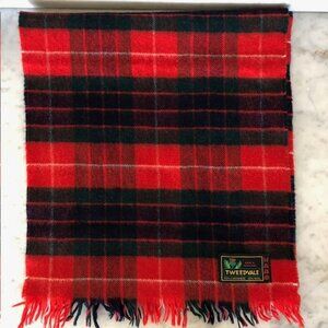TWEEDVALE Cashmere Wool Red Tartan Plaid Scarf Vintage